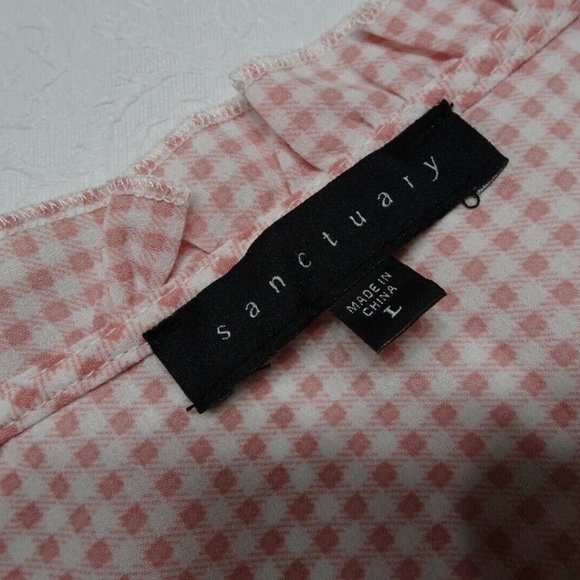Sanctuary Size L Romy Pink & White Gingham Sleeveless Tiered Top Blouse - Picture 8 of 9